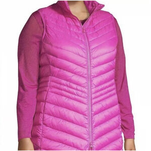 Lands' End Wanderweight Ultralight Down Vest In Bright Pink Size 2X